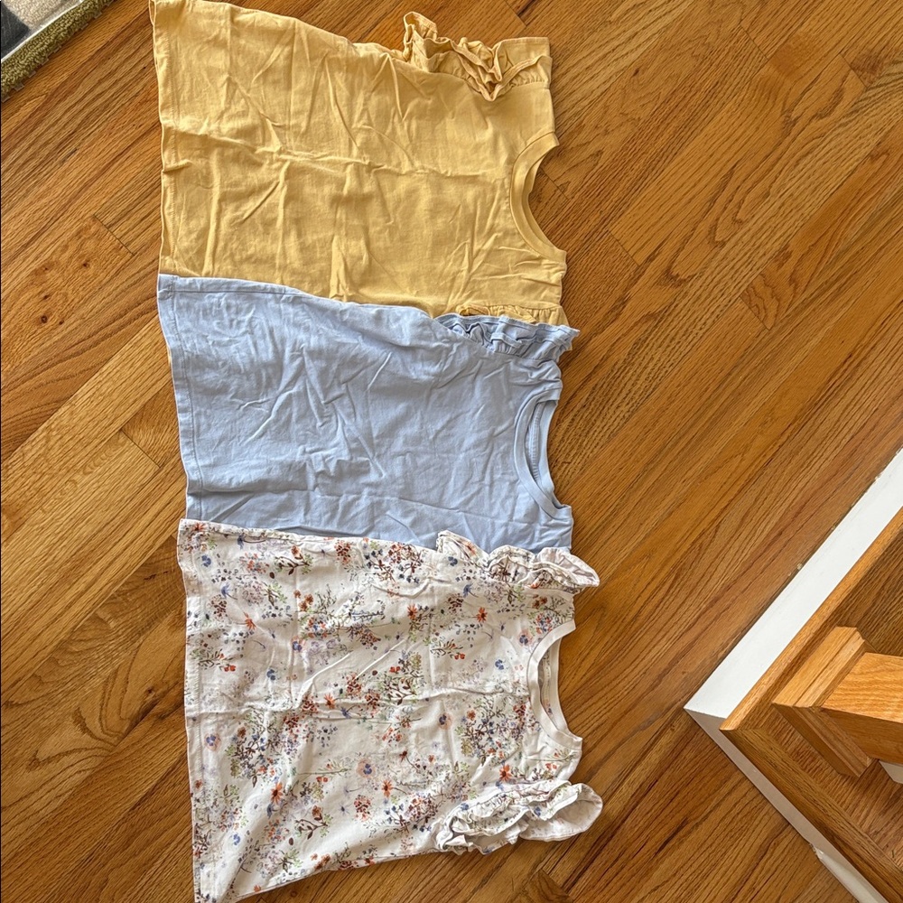 NEXT Floral, Blue, and Yellow Frill Sleeve T-Shirt size 8 ( all 3)